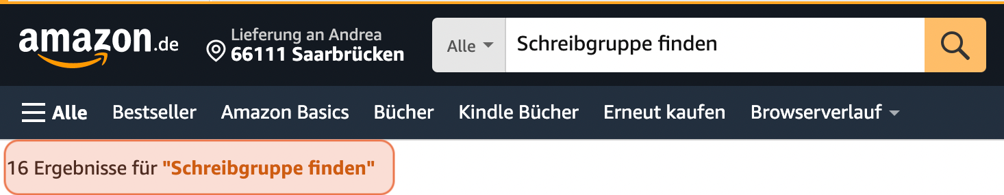 Screenshot: Wo du die Anzahl der Suchergebnisse bei Amazon findest