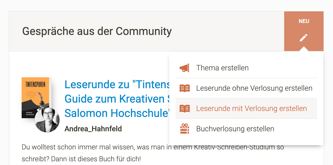 Screenshot: So erstellst du eine Leserunde