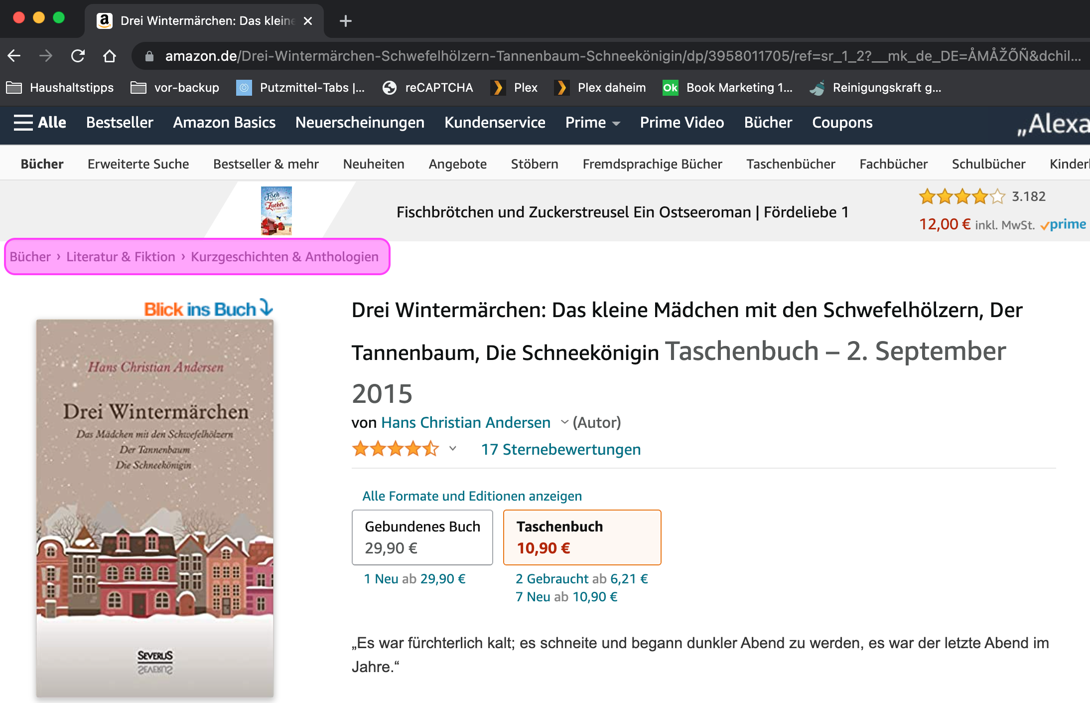 Screenshot: So findest du in Amazon passende Buch-Kategorien