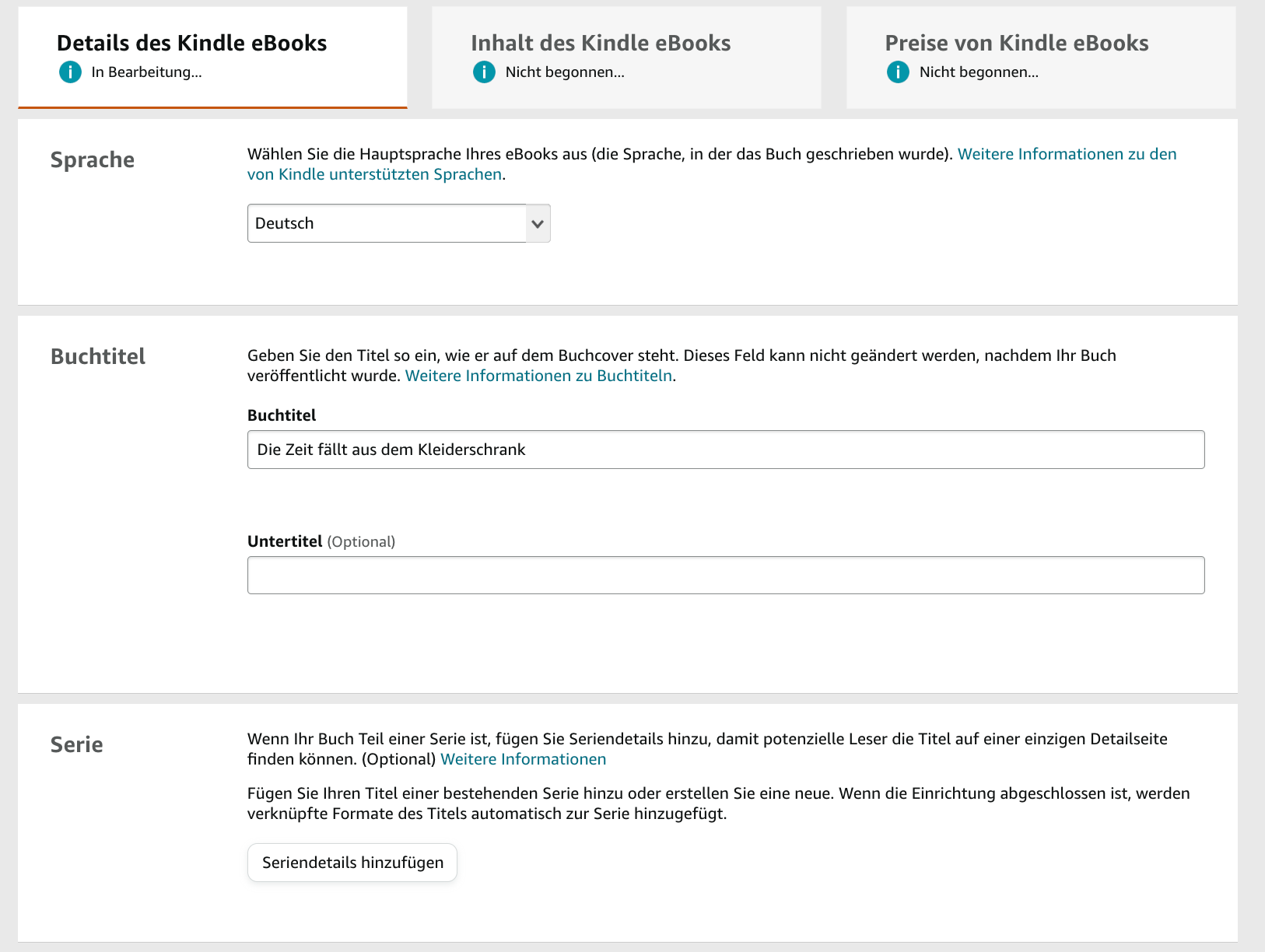 Screenshot: So stellst du die Details deines Kindle eBooks ein