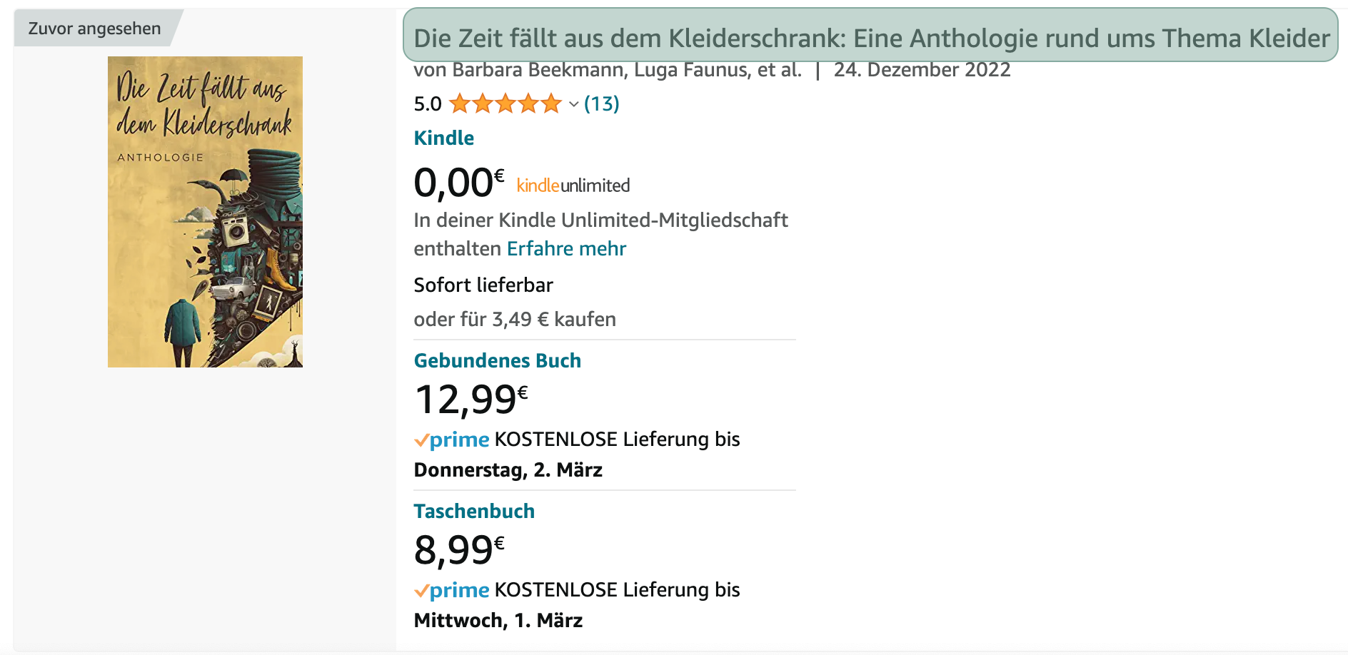 Screenshot: Der Untertitel erscheint neben dem Titel und ist für dein Buchlisting sehr wichtig